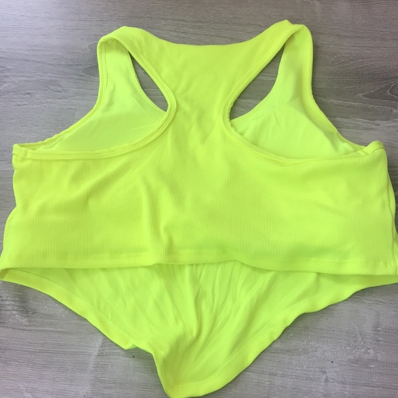 NWOT BCBGMAXAZRIA Ribbed Knit Bralette Crop Top neon yellow size XL - Picture 4 of 8